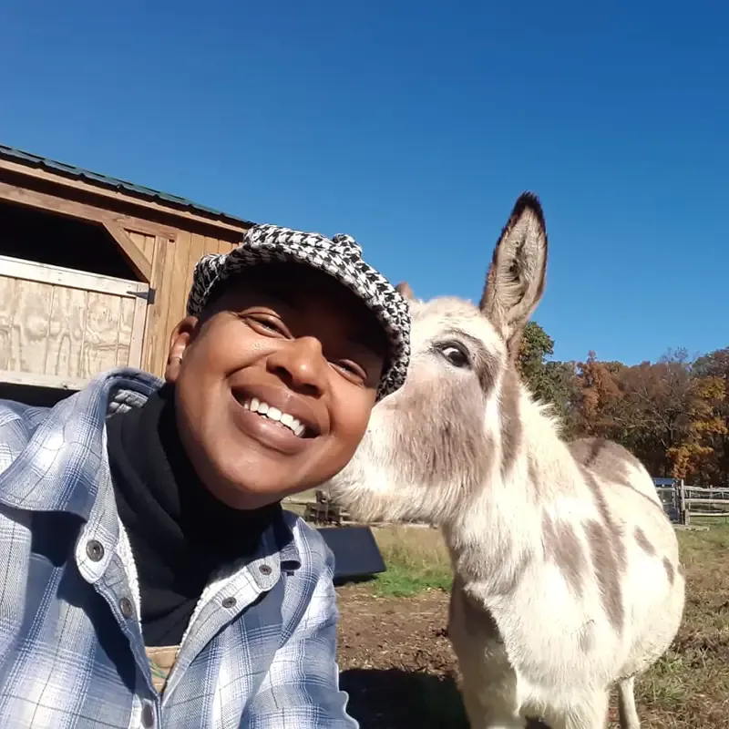 Tomia MacQueen with donkey